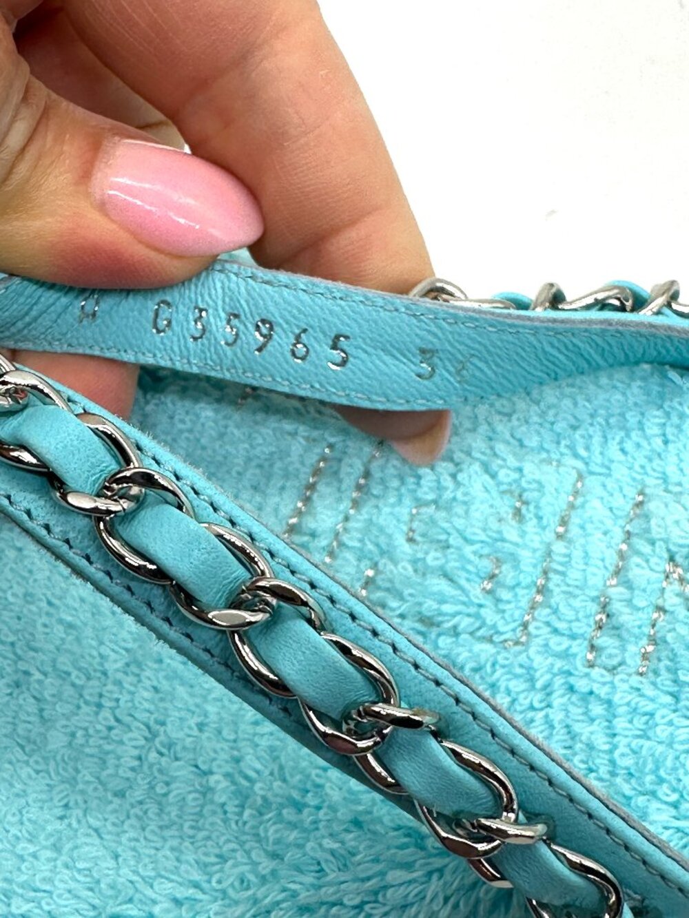 CHANEL 21S Leather Chain Terry Flip Flop Thong Flat Sandals Shoes - Picture 10 of 14